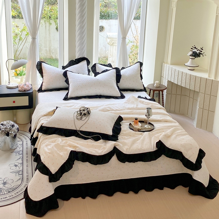 91家纺网 家纺一手货源 找家纺 （总）八方汇（一户被芯生活馆） 2025新款水洗棉花边夏被款夏凉被空调被床盖四件套