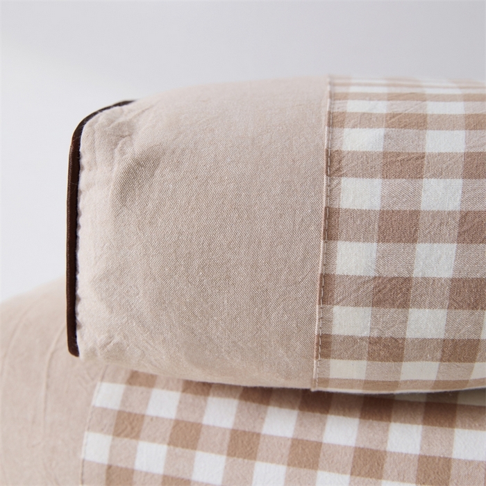 91家纺网 家纺一手货源 找家纺 大熊2025新款全棉水洗棉色织荞麦枕 宫廷荞麦枕-咖20*50*9cm