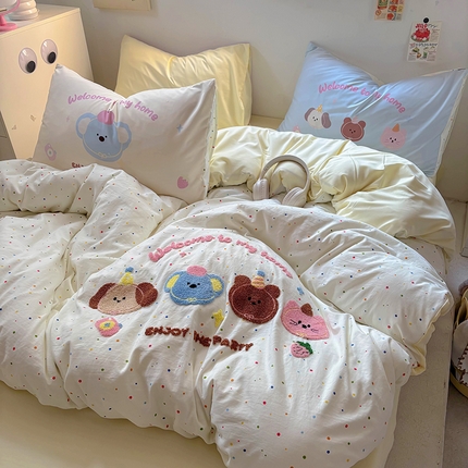 91家纺网 家纺一手货源 找家纺 （总）茉礼 2025新款云朵棉毛巾绣印花四件套