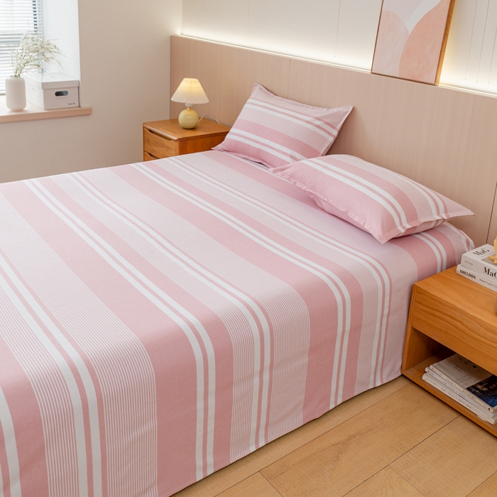 91家纺网 家纺一手货源 找家纺 居美良品 2025新款A类传统非遗手工粗布凉席三件套100%全棉色织床单 云锦-浅粉