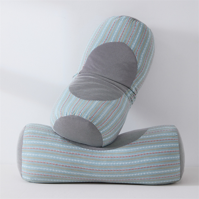 91家纺网 家纺一手货源 找家纺 大熊枕芯2025新款3d条纹荞麦枕 元宝荞麦枕-蓝45*15cm