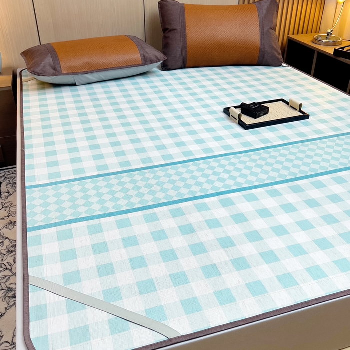 91家纺网 家纺一手货源 找家纺 梵赫 2025新款夏季成人凉感藤席凉席 简约-绿格