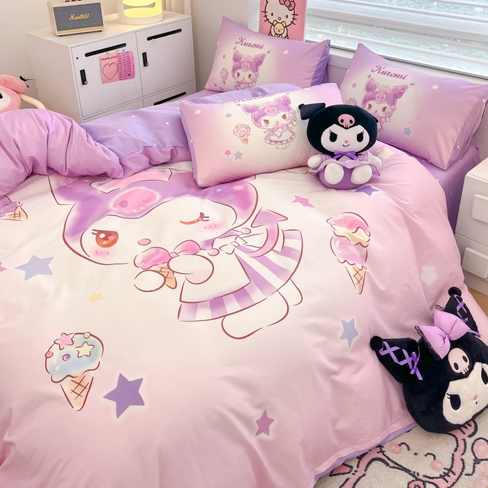 91家纺网 家纺一手货源 找家纺 暮思家居 2025新款正版授权三丽鸥大阪全棉数码印花纯棉四件套系列-第三批(专版花型) 大版-炫彩库洛米