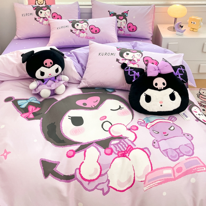 91家纺网 家纺一手货源 找家纺 暮思家居 2025新款正版授权三丽鸥大阪全棉数码印花纯棉四件套系列-第三批(专版花型) 大版-学霸库洛米