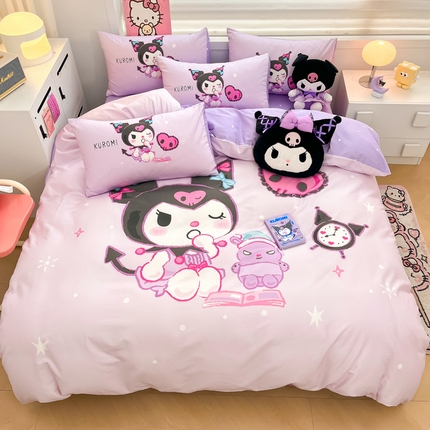 91家纺网 家纺一手货源 找家纺 暮思家居 2025新款正版授权三丽鸥大阪全棉数码印花纯棉四件套系列-第三批(专版花型) 大版-学霸库洛米