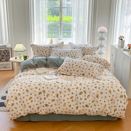 yyds网供 2025新款小清新四件套田园风法式花卉三件套非全棉纯棉小碎花INS风 法式花海