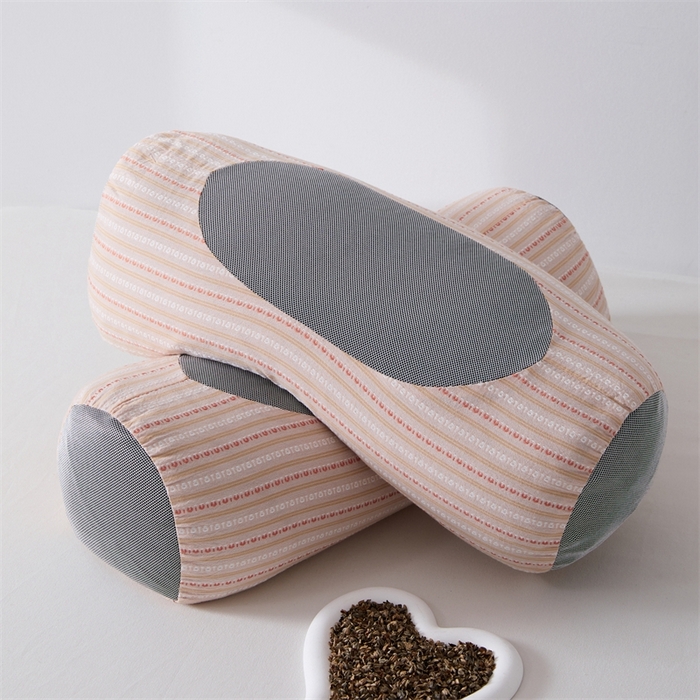 91家纺网 家纺一手货源 找家纺 大熊枕芯2025新款3d条纹荞麦枕 元宝荞麦枕-粉45*15cm