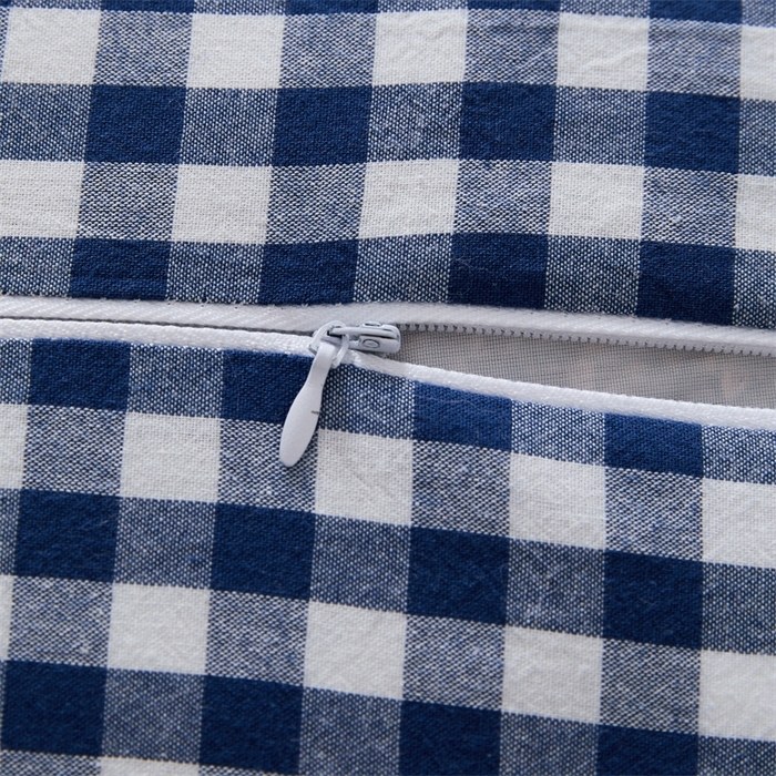 91家纺网 家纺一手货源 找家纺 大熊2025新款全棉水洗棉色织荞麦枕 宫廷荞麦枕-蓝40*60*9cm