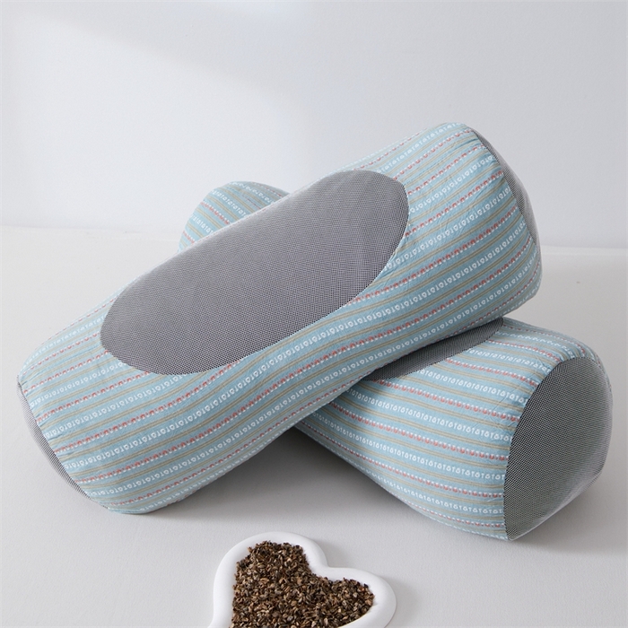 91家纺网 家纺一手货源 找家纺 大熊枕芯2025新款3d条纹荞麦枕 元宝荞麦枕-蓝45*15cm