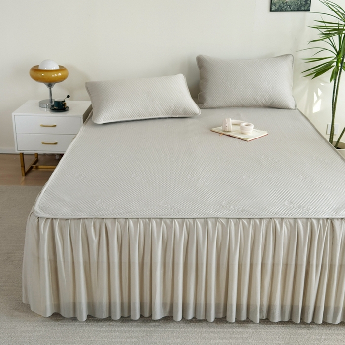 91家纺网 家纺一手货源 找家纺 许林2025新款凉豆豆床裙 北欧金