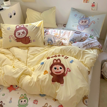 91家纺网 家纺一手货源 找家纺 （总）茉礼 2025新款云朵棉毛巾绣印花四件套