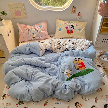 91家纺网 家纺一手货源 找家纺 茉礼 2025新款云朵棉毛巾绣印花四件套 夏日小新