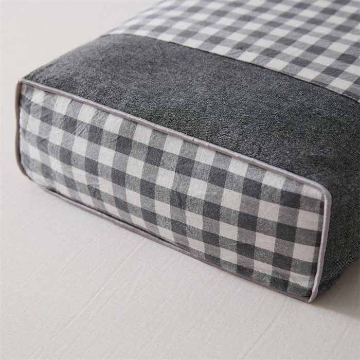 91家纺网 家纺一手货源 找家纺 大熊2025新款全棉水洗棉色织荞麦枕 宫廷荞麦枕-灰20*50*9cm