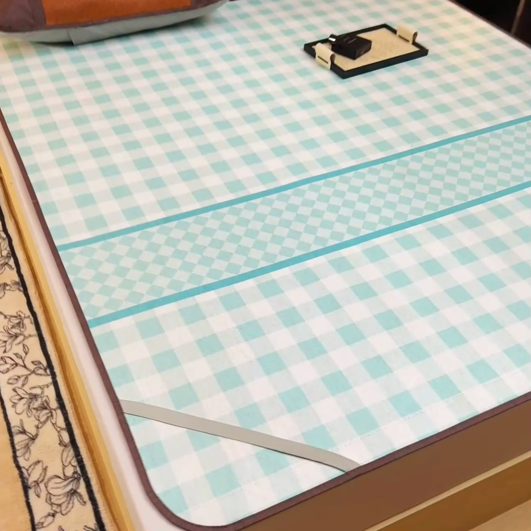 91家纺网 家纺一手货源 找家纺 梵赫 2025新款夏季成人凉感藤席凉席 简约-绿格