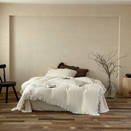 91家纺网 家纺一手货源 找家纺 例外Home 2025新款皱皱流苏系列四件套 流苏-奶白