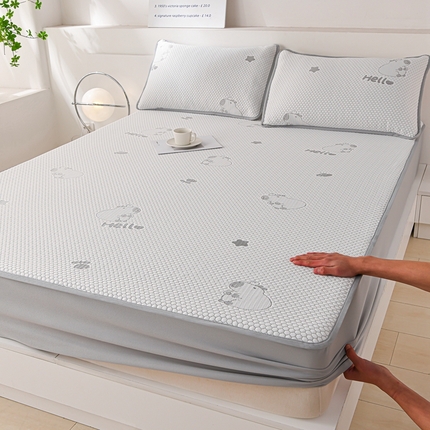 梦之星  2025新款凉豆豆凉席床笠款三件套 卡比巴拉床笠款-灰