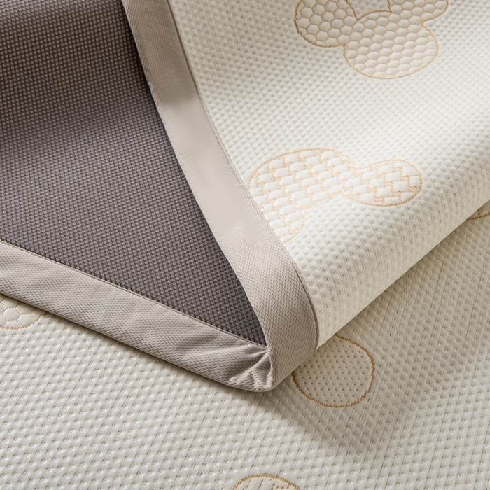 91家纺网 家纺一手货源 找家纺 尚品凤凰 2025新款凉感豆豆席提花三件套 米奇-米黄