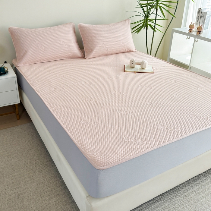 91家纺网 家纺一手货源 找家纺 许林2025新款凉豆豆床席 简约粉