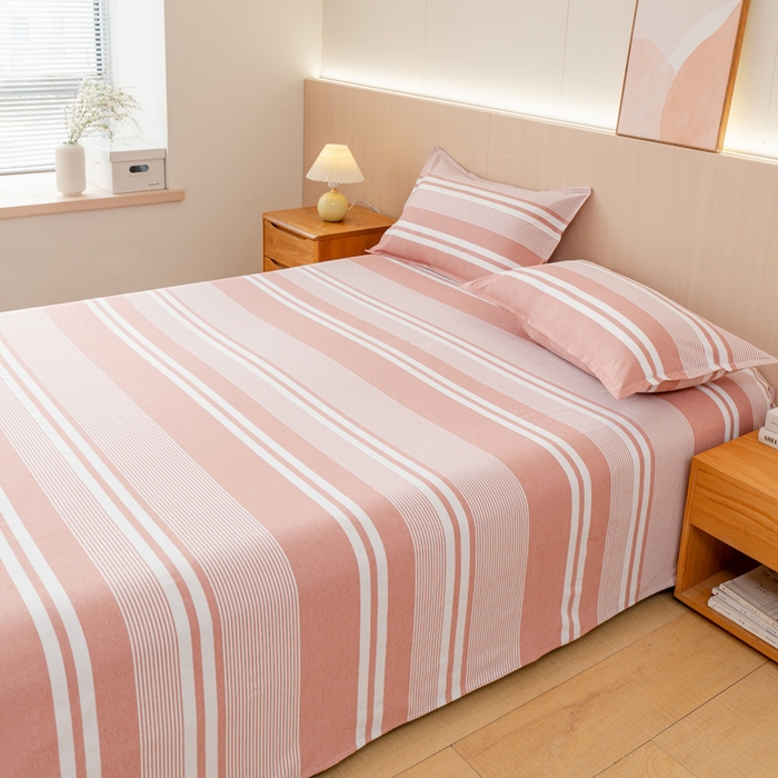 91家纺网 家纺一手货源 找家纺 居美良品 2025新款A类传统非遗手工粗布凉席三件套100%全棉色织床单 云锦-抹红