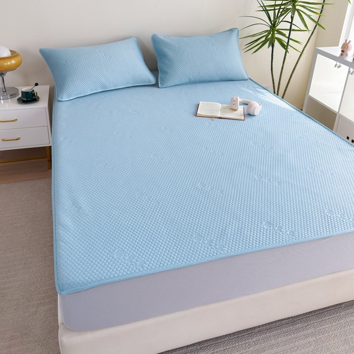 91家纺网 家纺一手货源 找家纺 许林2025新款凉豆豆床席 简约蓝