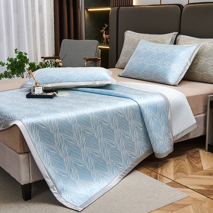 91家纺网 家纺一手货源 找家纺 悦织湾家纺2025新款三明治碳光提花冰藤席三件套2025新款夏凉席冰丝席子藤席轻奢时尚电商直播热销款 攀登-兰