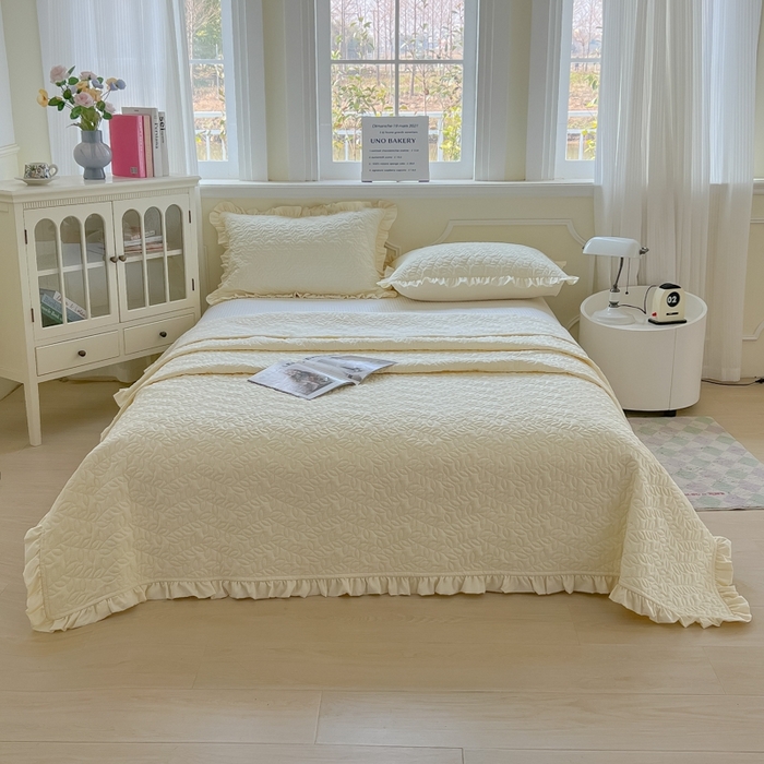 91家纺网 家纺一手货源 找家纺 乐卧家居 2026新款春夏轻氧自然系韩式透气薄款夏被空调被子-曼尼 曼尼-黄色