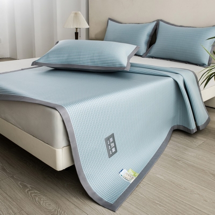 尚品凤凰 2025新款凉感冰丝席三件套 抗菌波浪纹-蓝