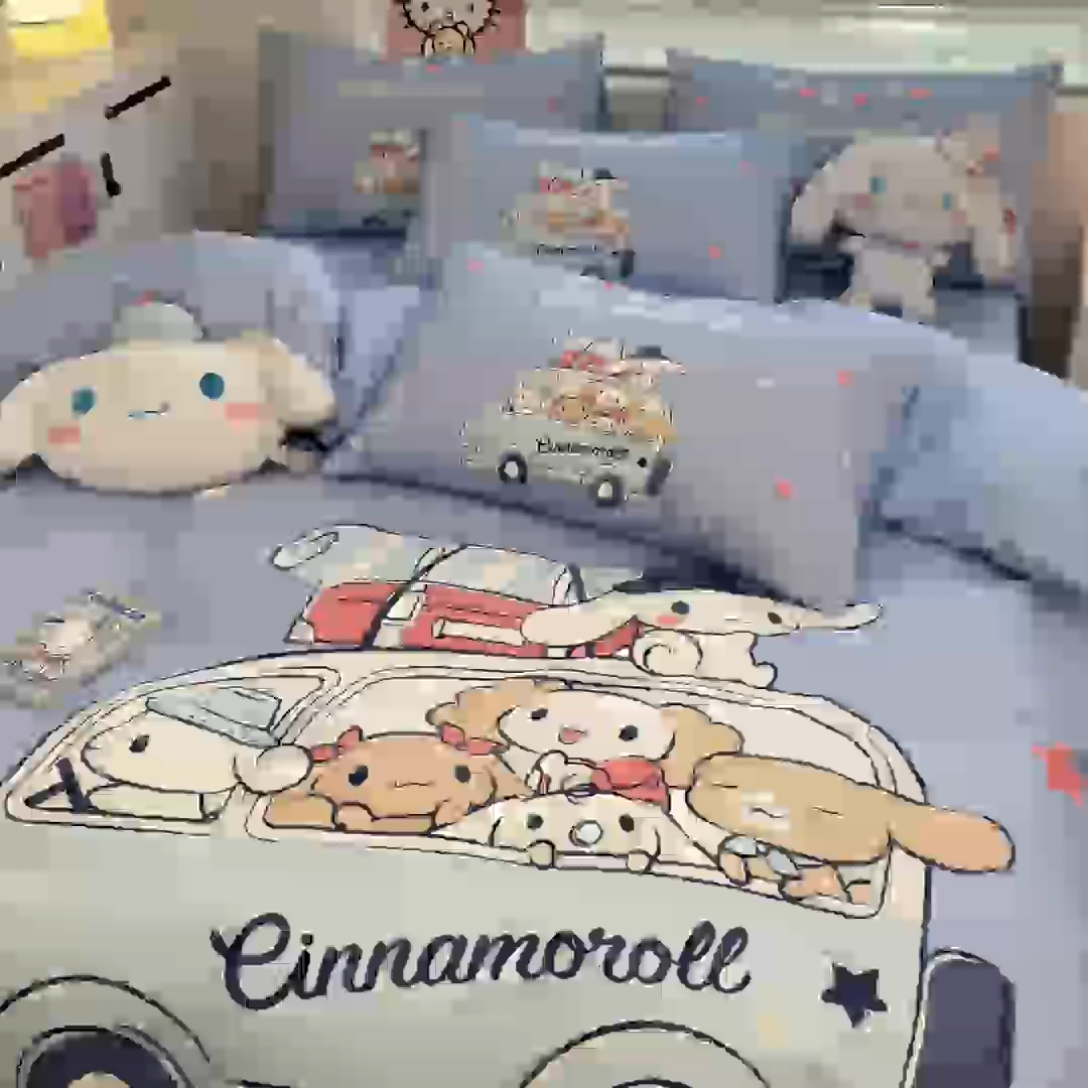 91家纺网 家纺一手货源 找家纺 暮思家居 2025新款正版授权三丽鸥大阪全棉数码印花纯棉四件套系列-第三批(专版花型) 大版-伙伴玉桂狗