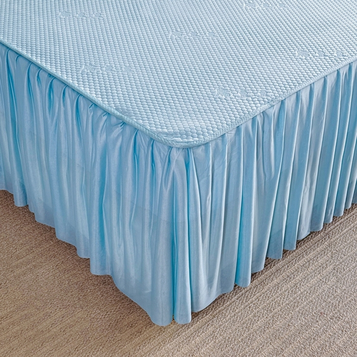 91家纺网 家纺一手货源 找家纺 许林2025新款凉豆豆床裙 北欧蓝