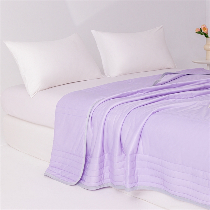 91家纺网 家纺一手货源 找家纺 梵心家纺2025新款简约冰激凌凉感丝夏被夏凉被空调被 紫色