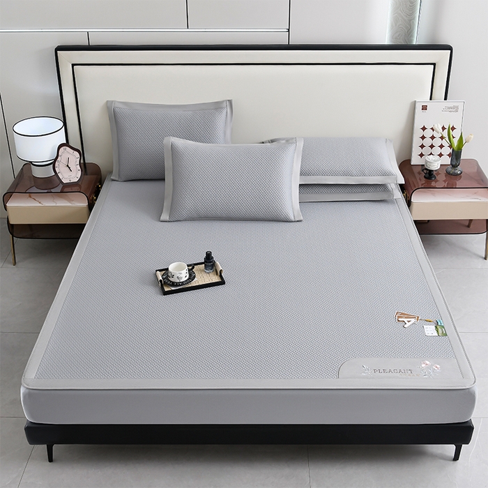 91家纺网 家纺一手货源 找家纺 小牛席业 2025新款3D按摩-鲜花清凉豆豆席系列（床笠款） 灰色