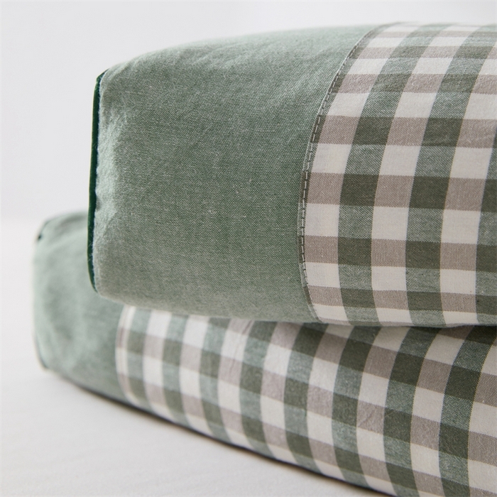 91家纺网 家纺一手货源 找家纺 大熊2025新款全棉水洗棉色织荞麦枕 宫廷荞麦枕-绿40*60*9cm