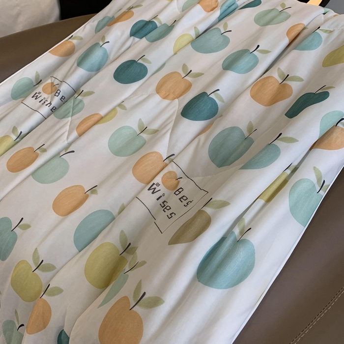 91家纺网 家纺一手货源 找家纺 奈萝家纺 2025新款A类凉感丝小凉皮夏被可机洗夏被新品空调被 小苹果绿