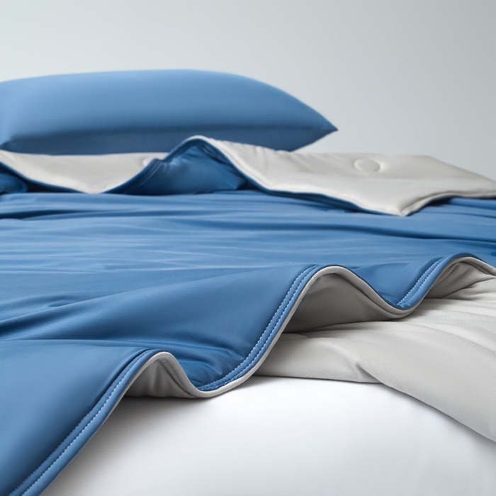 91家纺网 家纺一手货源 找家纺 欧邦 2025春夏新款Pro+深睡双面用锦纶夏被空调被 深海蓝