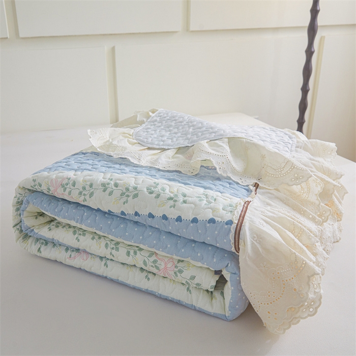 91家纺网 家纺一手货源 找家纺 恒爱家纺 2025新款全棉纯棉韩版印花床盖三件套 太阳花