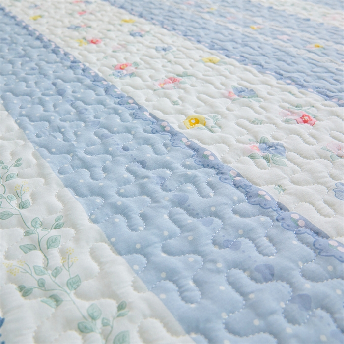 91家纺网 家纺一手货源 找家纺 恒爱家纺 2025新款全棉纯棉韩版印花床盖三件套 太阳花