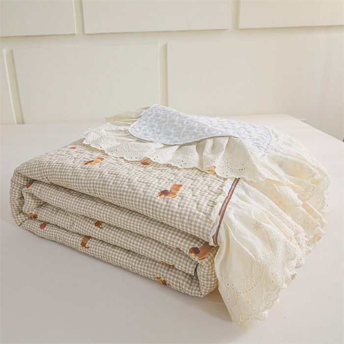 91家纺网 家纺一手货源 找家纺 恒爱家纺 2025新款全棉纯棉韩版印花床盖三件套 顽皮狗