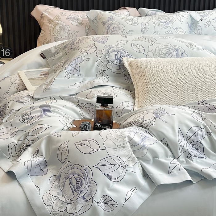 91家纺网 家纺一手货源 找家纺 2025新款夏季热款A类母婴级数码印花全棉四件套高端纯棉被套长绒棉床单床笠床上用品 沐熙-绿