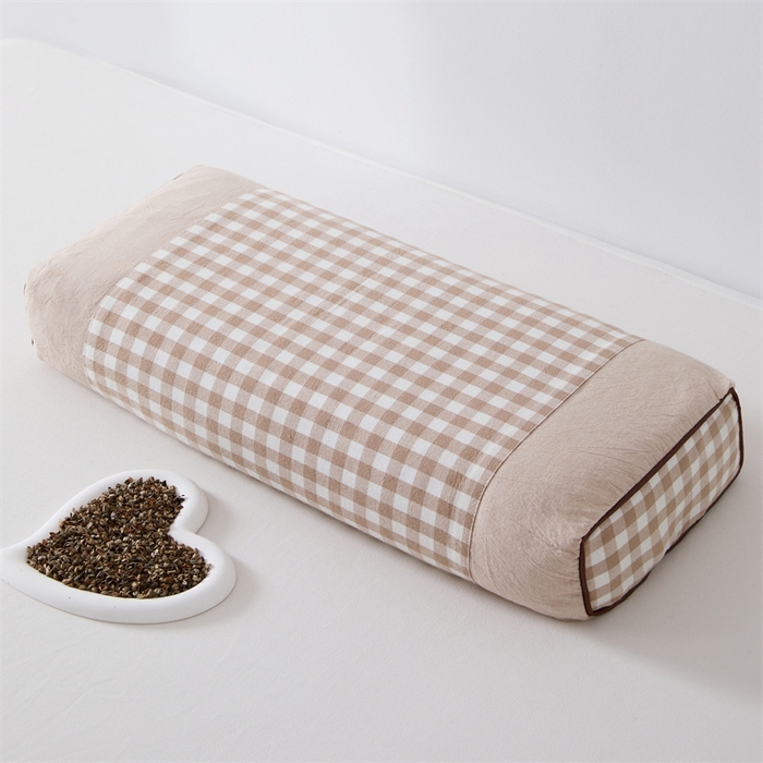 91家纺网 家纺一手货源 找家纺 大熊2025新款全棉水洗棉色织荞麦枕 宫廷荞麦枕-咖40*60*9cm