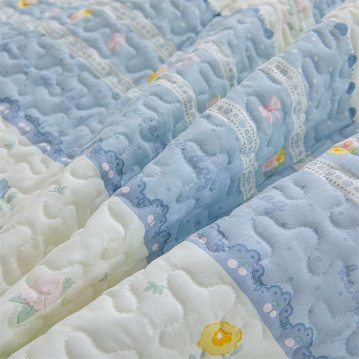 91家纺网 家纺一手货源 找家纺 恒爱家纺 2025新款全棉纯棉韩版印花床盖三件套 太阳花