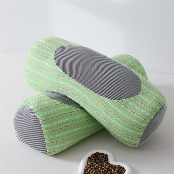 91家纺网 家纺一手货源 找家纺 大熊枕芯2025新款3d条纹荞麦枕 元宝荞麦枕-绿45*15cm