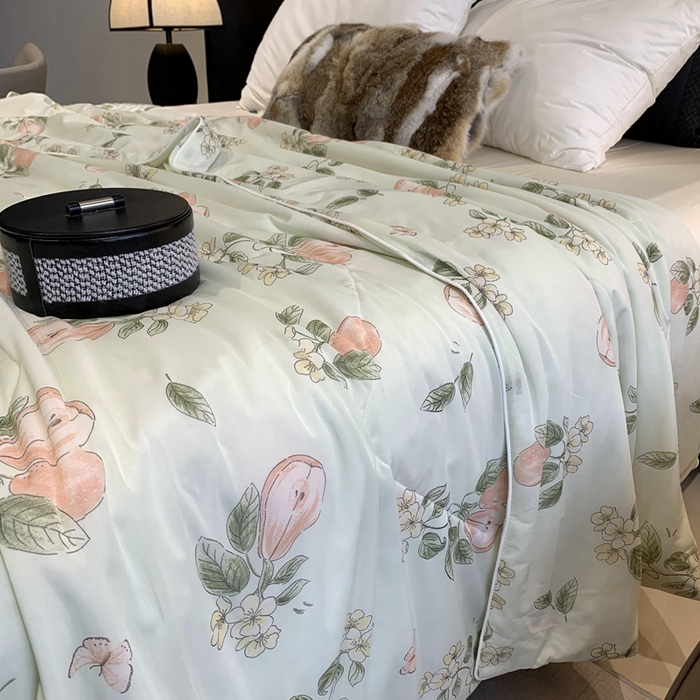 91家纺网 家纺一手货源 找家纺 奈萝家纺 2025新款A类凉感丝小凉皮夏被可机洗夏被新品空调被 香梨