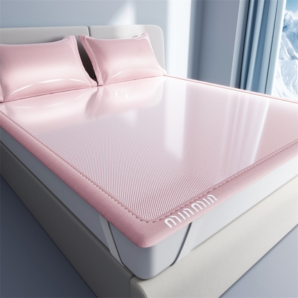 星座家纺 2025新款斜纹冰丝凉席三件套-绣花款 樱花粉