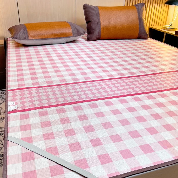 91家纺网 家纺一手货源 找家纺 梵赫 2025新款夏季成人凉感藤席凉席 简约-粉格