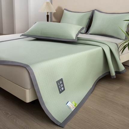 尚品凤凰 2025新款凉感冰丝席三件套 抗菌波浪纹-绿