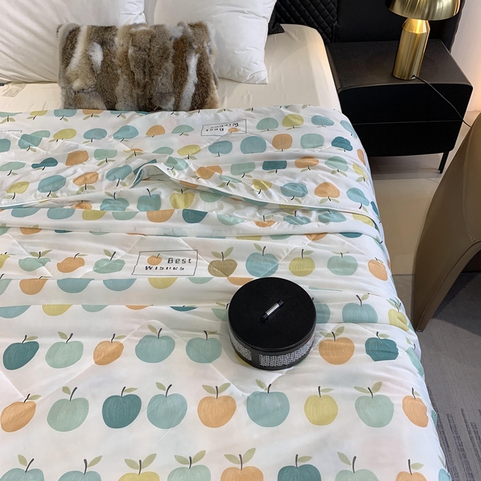 91家纺网 家纺一手货源 找家纺 奈萝家纺 2025新款A类凉感丝小凉皮夏被可机洗夏被新品空调被 小苹果绿