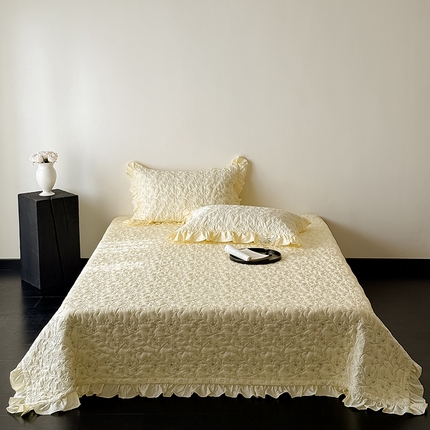 佳汐蓝家纺2025春夏新品60天丝夹棉床盖多用 素客-新月黄