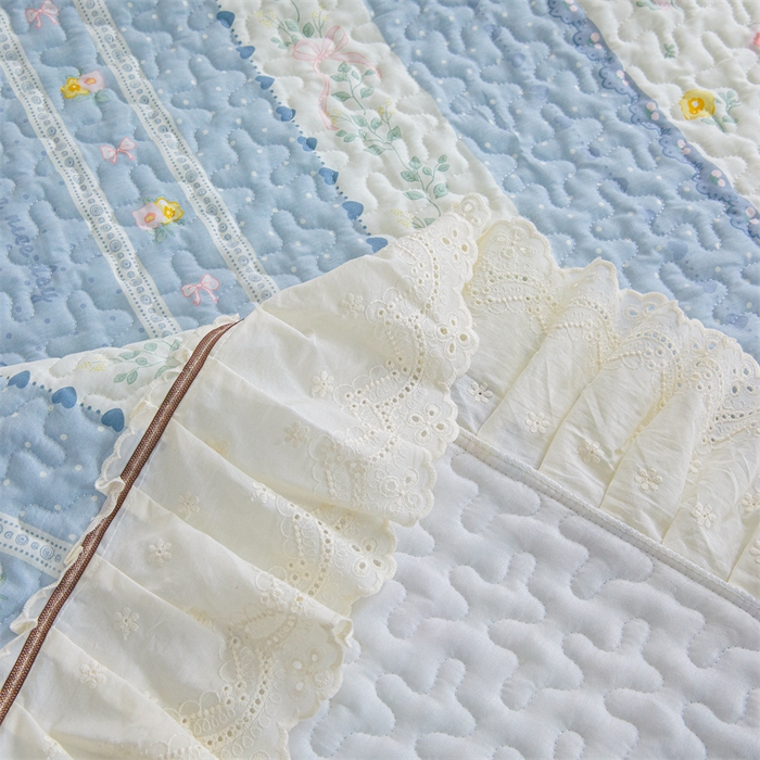 91家纺网 家纺一手货源 找家纺 恒爱家纺 2025新款全棉纯棉韩版印花床盖三件套 太阳花