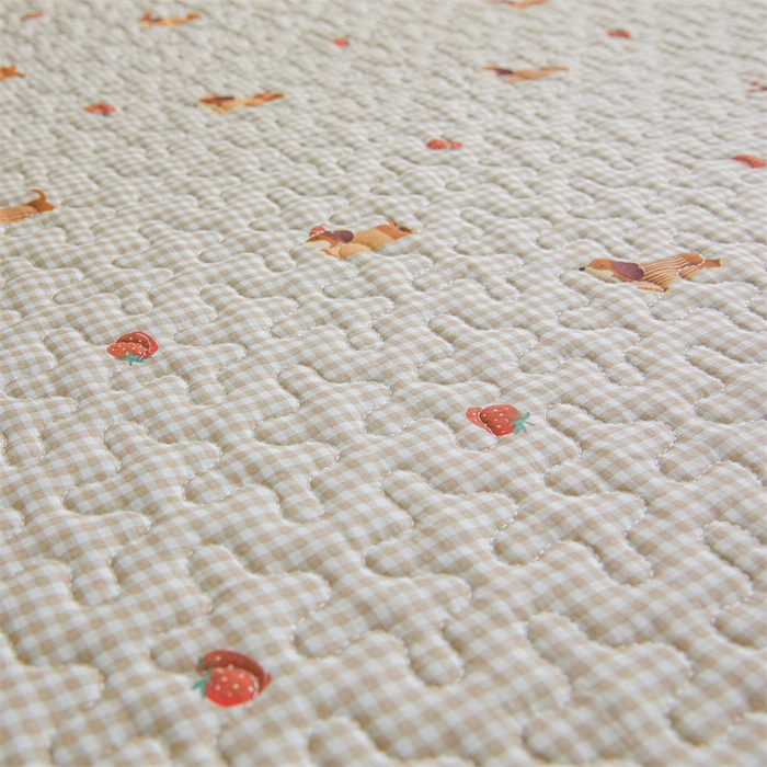 91家纺网 家纺一手货源 找家纺 恒爱家纺 2025新款全棉纯棉韩版印花床盖三件套 顽皮狗