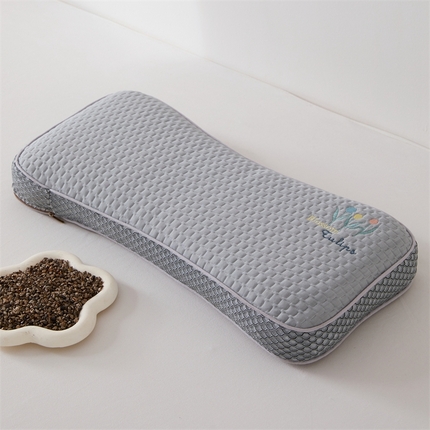 织布人2025新款荞麦枕夏季凉感冰豆豆中分子颈椎枕茶叶茉莉花枕头午睡枕 凉感冰豆豆颈椎枕-灰色【荞麦枕】20*45*8cm